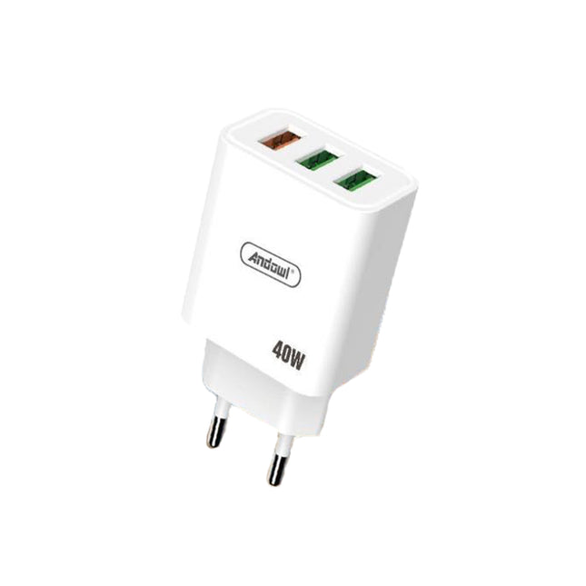 Λευκός φορτιστής τοίχου Andowl Q-CD696 με 3 θύρες USB-A