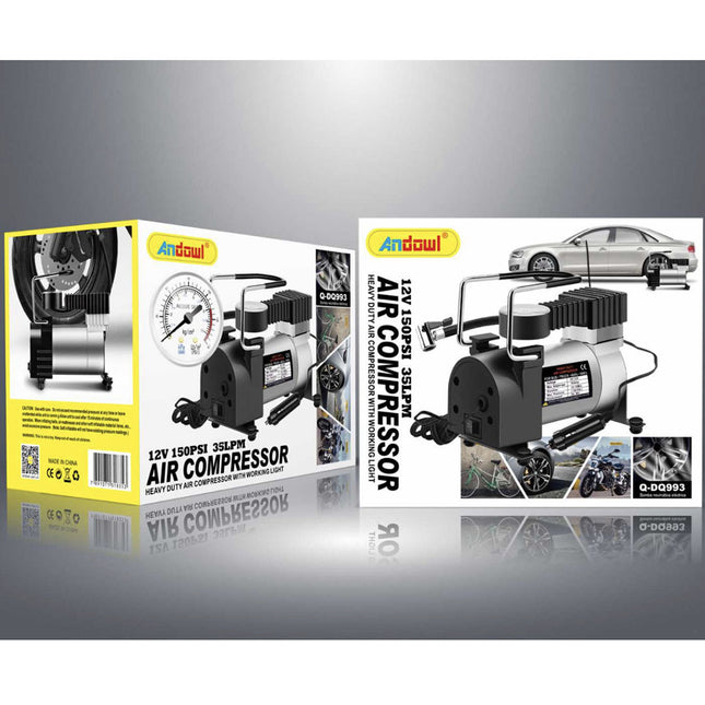 Συσκευασία Andowl Q-DQ993 κομπρεσέρ αέρος 12V 150 PSI