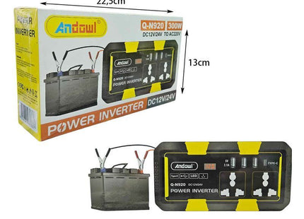 Andowl Q-N920 inverter αυτοκινήτου 300W με θύρες USB και πρίζες