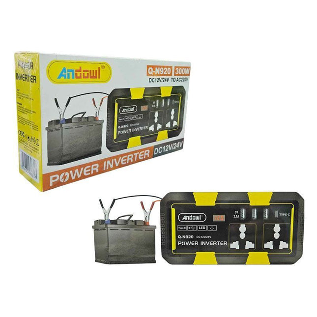 Andowl Q-N920 inverter αυτοκινήτου 300W με θύρες USB και πρίζες