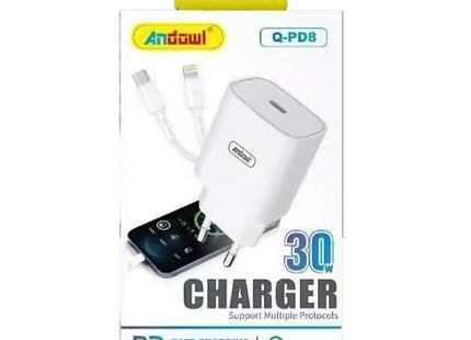Andowl Q-PD8 φορτιστής USB-C με καλώδιο Lightning για Apple συσκευές