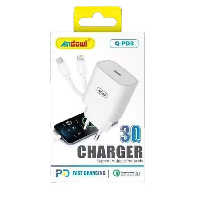 Andowl Q-PD8 φορτιστής USB-C με καλώδιο Lightning για Apple συσκευές