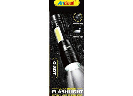 Επαναφορτιζόμενος φακός LED Andowl Q-SD7 σε συσκευασία με T6 White Light και COB φως