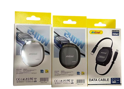 Συσκευασία καλωδίου Andowl Q-SJ606 USB-C σε USB-C 240W μήκους 1 μέτρου
