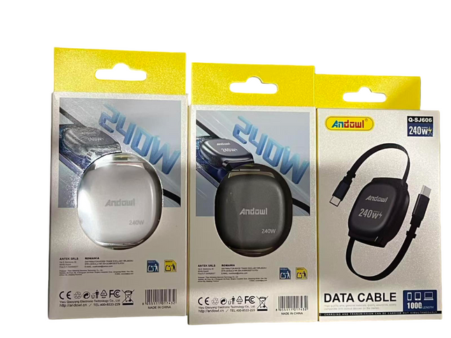 Συσκευασία καλωδίου Andowl Q-SJ606 USB-C σε USB-C 240W μήκους 1 μέτρου