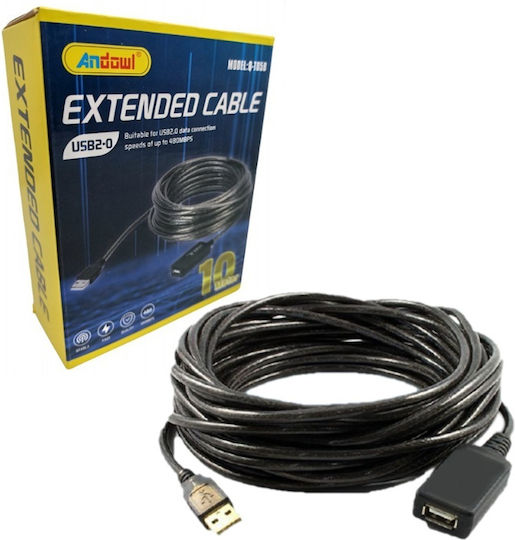 Κουτί Andowl extended cable USB 2.0 και μαύρο καλώδιο επέκτασης 10m