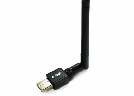 Μαύρος αντάπτορας δικτύου Andowl με βύσμα USB και αποσπώμενη εξωτερική κεραία