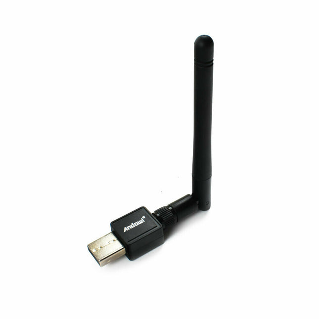 Μαύρος αντάπτορας δικτύου Andowl με βύσμα USB και αποσπώμενη εξωτερική κεραία