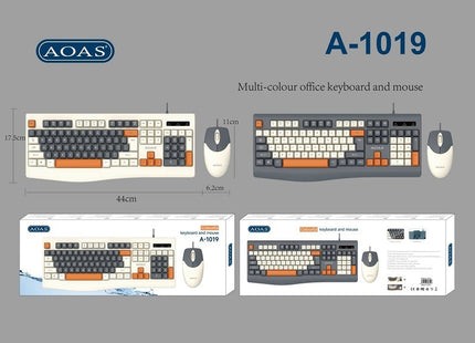 AOAS A1019 σετ πληκτρολόγιο και ποντίκι με συσκευασία και δύο διαθέσιμα χρώματα