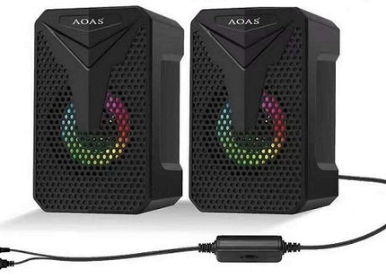 AOAS E-005 ηχεία υπολογιστή 2.0 με RGB φωτισμό και μαύρο περίβλημα