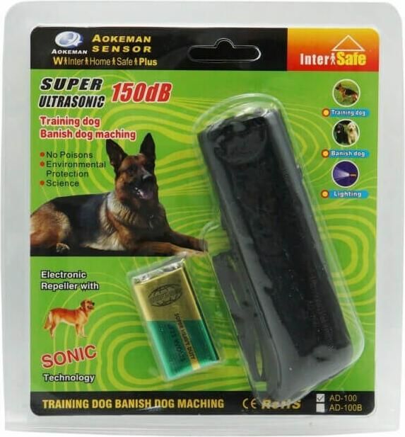 Συσκευασία Aokeman InterSafe Super Ultrasonic 150dB για απομάκρυνση και εκπαίδευση σκύλων