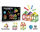 Συσκευασία AQ-2232 με 82 πολύχρωμες μαγνητικές ράβδους σφαίρες και παραδείγματα κατασκευών