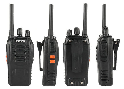 Baofeng BF-888s σε μπροστινή, πλαϊνή και πίσω όψη με κλιπ ζώνης
