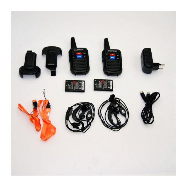 Baofeng BF-C50 Mini walkie talkie με μπαταρίες, κλιπ, ακουστικά, φορτιστή και καλώδια