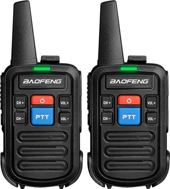Σετ 2 μαύρων Baofeng BF-C50 Mini walkie talkie με πλήκτρο PTT και κεραία