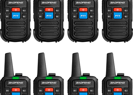 Σετ 8 μαύρων Baofeng BF-C50 Mini walkie talkie με πλήκτρο PTT και κεραία