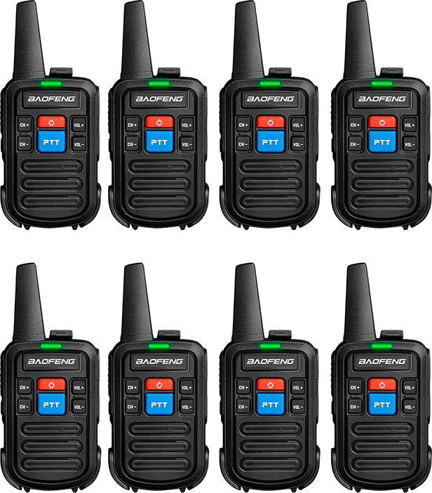 Σετ 8 μαύρων Baofeng BF-C50 Mini walkie talkie με πλήκτρο PTT και κεραία