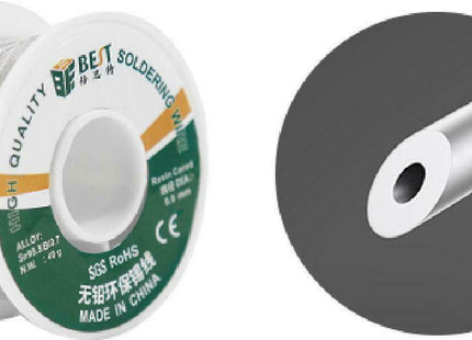 Καρούλι Best σύρματος κόλλησης 0.4mm BST-TIN0440 40gr και λεπτομέρεια διατομής