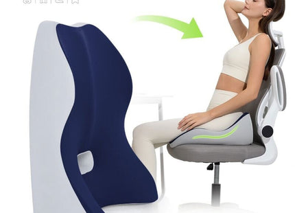 BeWalker μαξιλάρι πλάτης Memory Foam μπλε και λευκό σε καρέκλα γραφείου