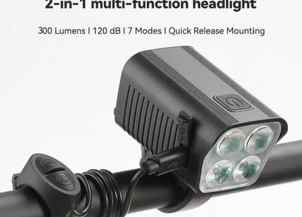 BG-2258 εμπρόσθιο φως ποδηλάτου 300 lumens με κόρνα 120dB