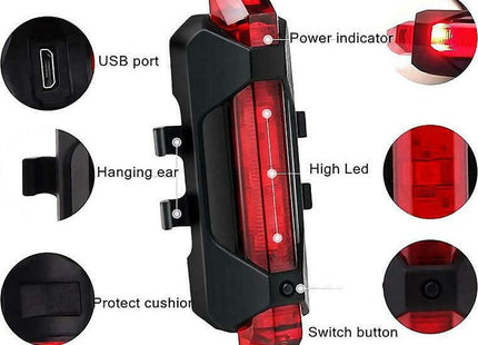 Οπίσθιο φως ποδηλάτου BIKE-0023 με θύρα USB και κόκκινο LED