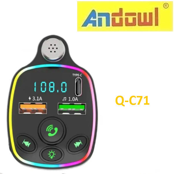Andowl Q-C71 ασύρματος FM transmitter με Type-C και 5V 3.1A
