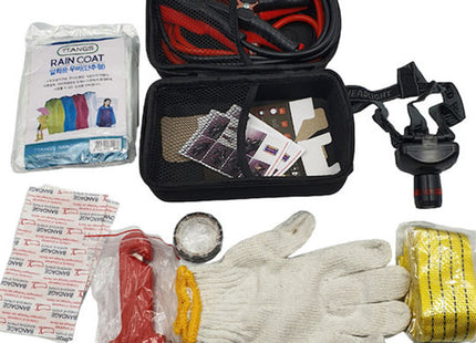 Roadside emergency kit αυτοκινήτου με καλώδια μπαταρίας φακό και γάντια