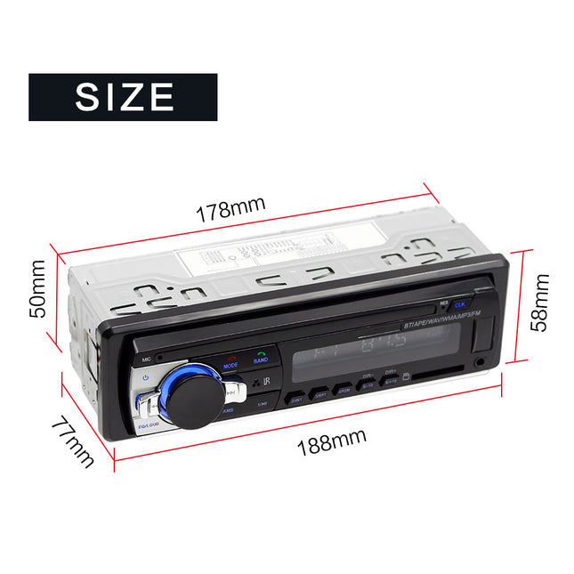 1DIN car stereo με USB AUX TF και διαστάσεις 188x58mm