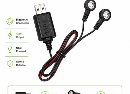 Μαγνητικός φορτιστής USB με ένδειξη εισόδου 5V-7V και εξόδου 4.2V 1200mA