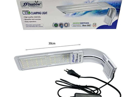 Συσκευασία Deebow Dee-302 και φωτιστικό ενυδρείου LED μήκους 30 cm με καλώδιο και διακόπτη