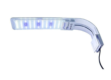 Αναμμένη λευκή λάμπα LED ενυδρείου Deebow Dee-302 με μπλε LED σημεία