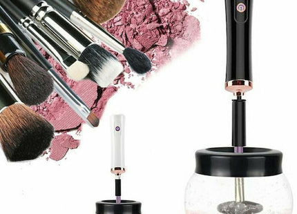 Ηλεκτρικό καθαριστικό πινέλων μακιγιάζ μαύρο με διαφανές δοχείο