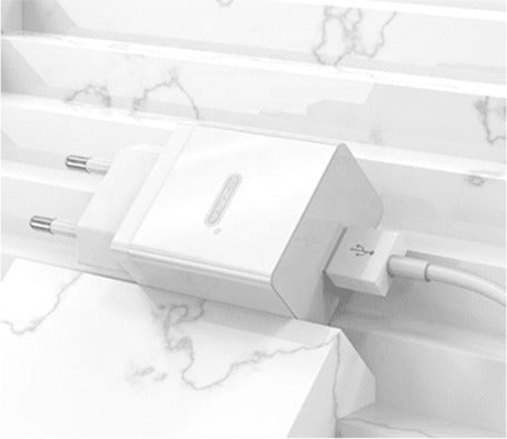 Λευκός φορτιστής Ezra HC16 με θύρα USB-A για micro USB συσκευές