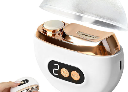 EZRA M10607 λευκός ηλεκτρικός νυχοκόπτης με χρυσές λεπτομέρειες