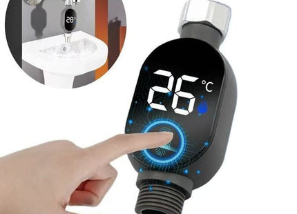 Ψηφιακό θερμόμετρο βρύσης μαύρο με LED οθόνη 26 βαθμών και κουμπί αφής