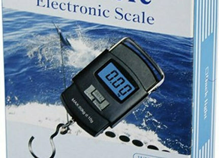 Μπλε συσκευασία Portable Electronic Scale με εικόνα της ψηφιακής ζυγαριάς και ένδειξη WH-A08
