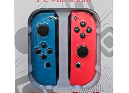 Σετ J-C Pad για Switch με αριστερό μπλε και δεξί κόκκινο ασύρματο χειριστήριο στη συσκευασία