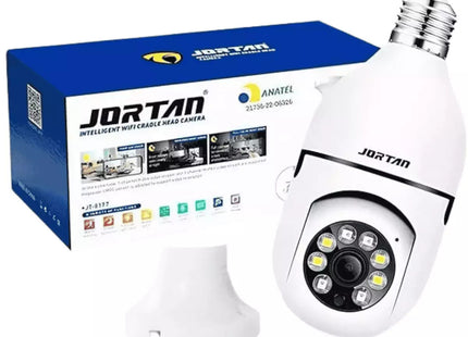 Jortan JT-8177 λευκή κάμερα Wi-Fi τύπου λάμπας με βάση και συσκευασία