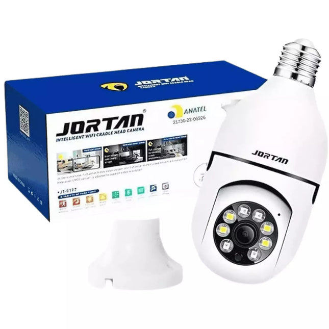 Jortan JT-8177 λευκή κάμερα Wi-Fi τύπου λάμπας με βάση και συσκευασία