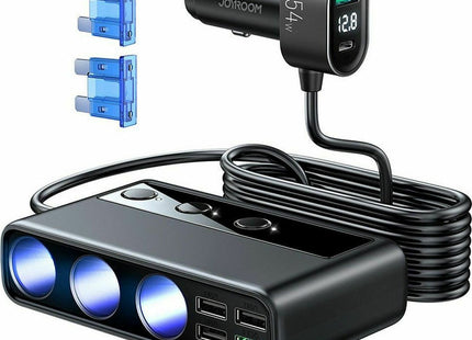 Joyroom JR-CL06 μαύρος φορτιστής αυτοκινήτου 154W με 3 υποδοχές αναπτήρα USB και Type-C