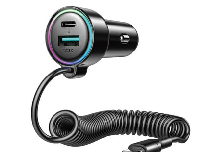 Μαύρος φορτιστής αυτοκινήτου Joyroom JR-CL07 90W με USB-A USB-C και καλώδιο USB-C