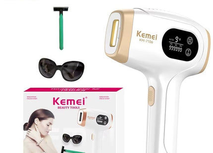 Kemei KM-7106 συσκευή αποτρίχωσης IPL με συσκευασία γυαλιά και ξυραφάκι