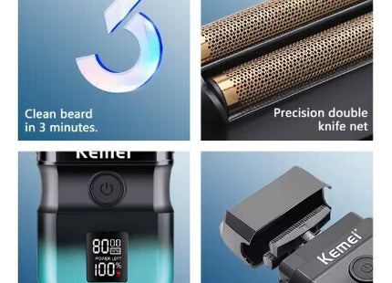 Kemei KM-T420 με διπλό foil, ψηφιακή οθόνη LED και αφαιρούμενη κεφαλή κοπής