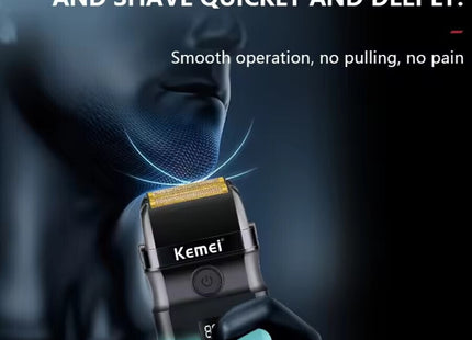 Kemei KM-T420 ξυριστική foil σε χρήση στο πρόσωπο με φαρδιά κεφαλή κοπής