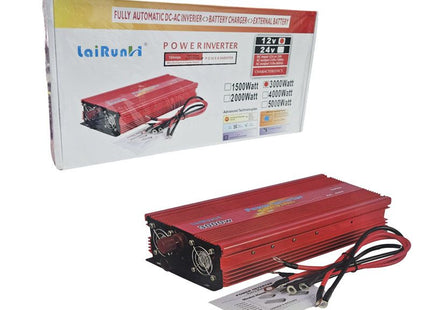LaiRunH inverter αυτοκινήτου 3000W 12V κόκκινο με καλώδια και συσκευασία