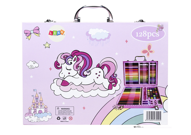 Ροζ βαλιτσάκι ζωγραφικής Lean Toys με μονόκερο 128pcs
