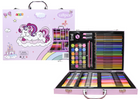 Lean Toys ροζ σετ ζωγραφικής 128τμχ με βαλιτσάκι μονόκερο