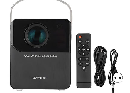 M800 mini projector LED σε μαύρο χρώμα με τηλεχειριστήριο και καλώδια