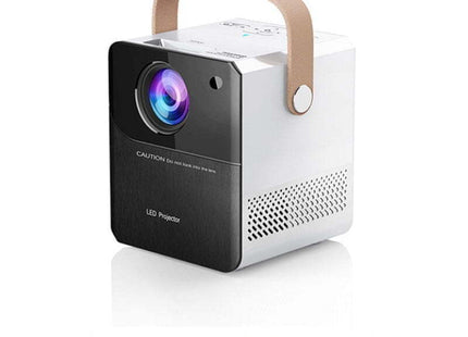 M800 mini projector σε λευκό και μαύρο χρώμα με λαβή και ενδείξεις HDMI USB LED