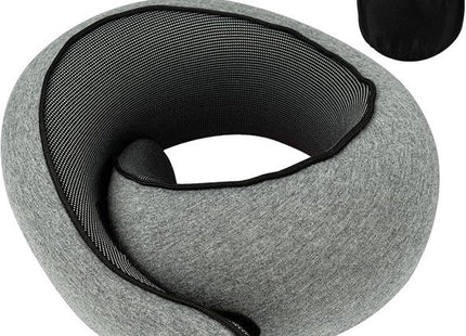 Γκρι εργονομικό μαξιλάρι ταξιδιού Memory Foam με μαύρη θήκη μεταφοράς